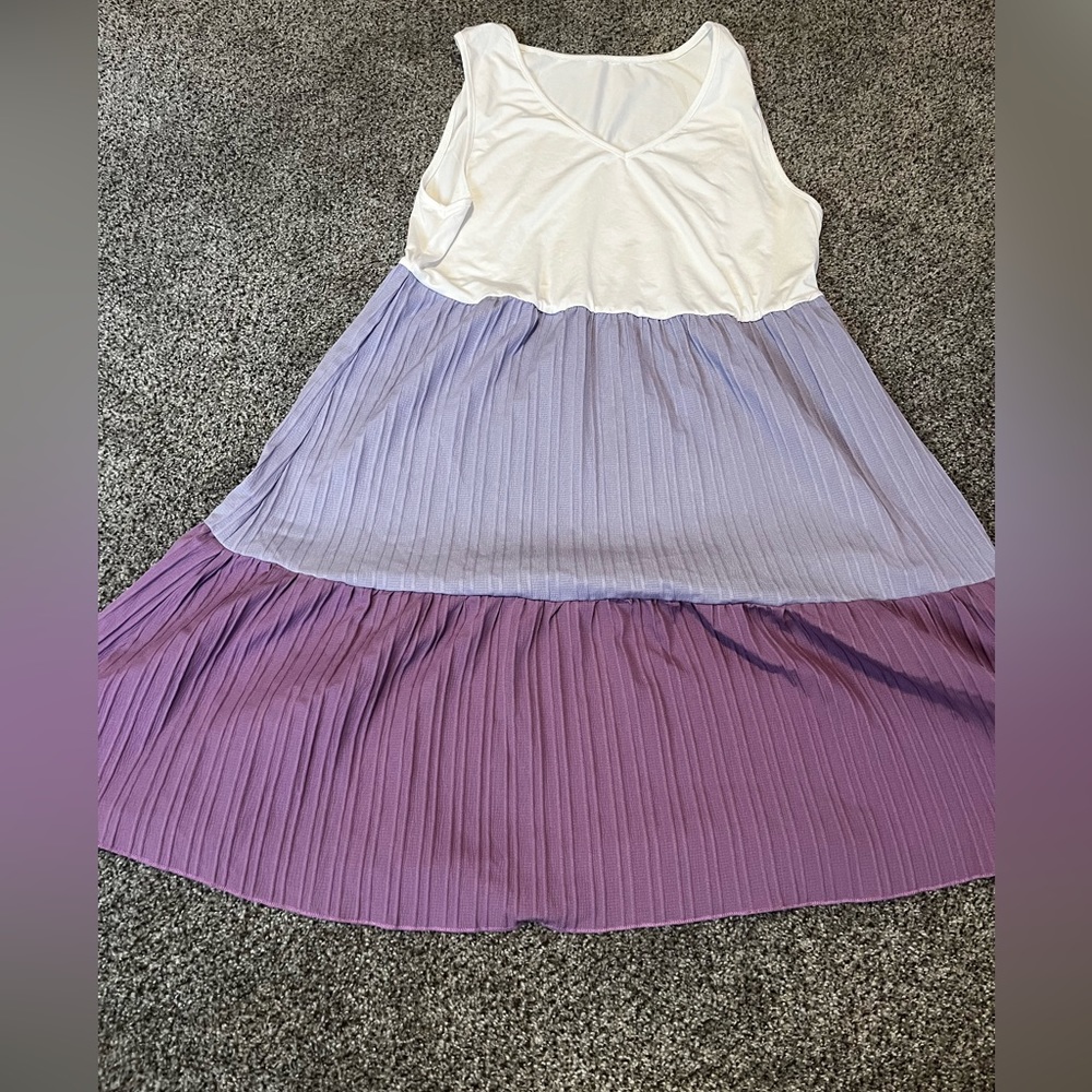 SHEIN Unity plus color block ruffle hem dress